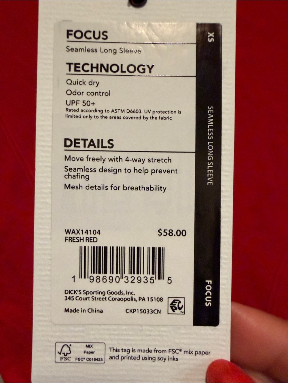 CALIA Red Seamless Long Sleeve Crew Neck Top - Picture 4 of 8